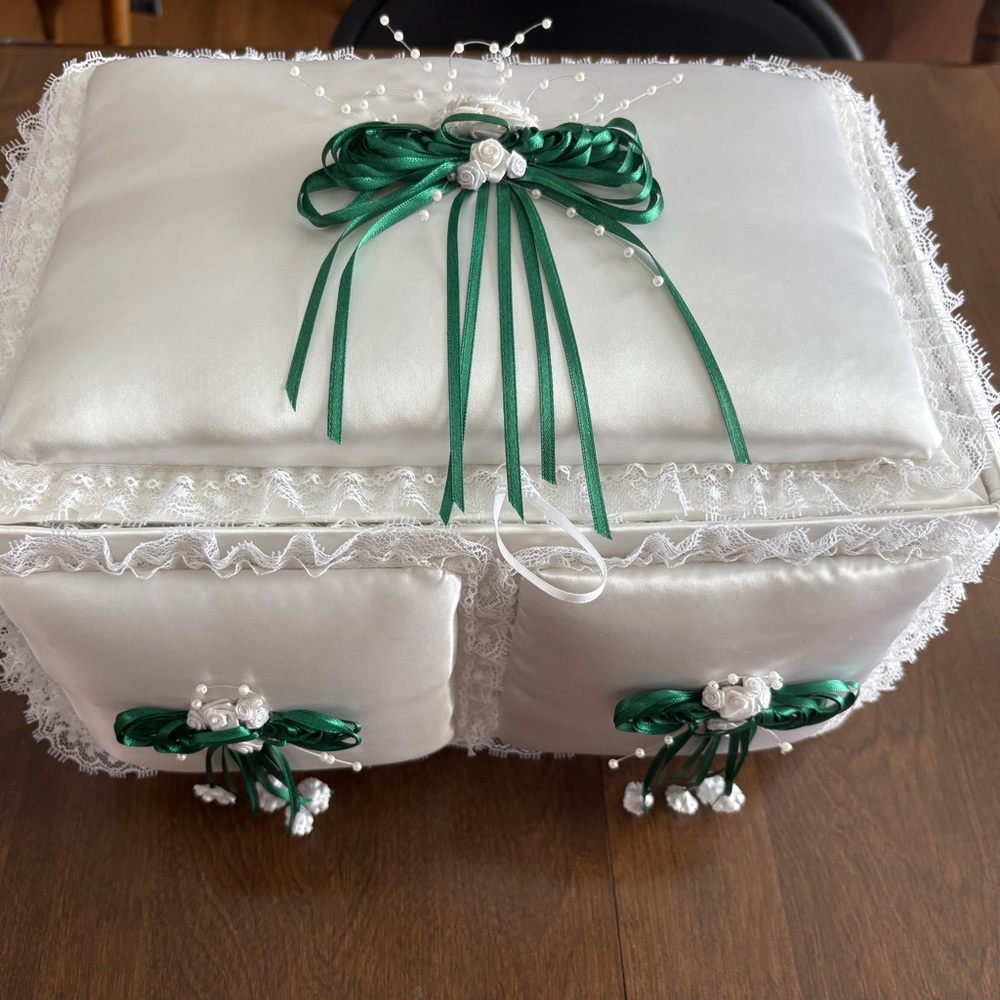 Elegant White Satin Gift or Card Box